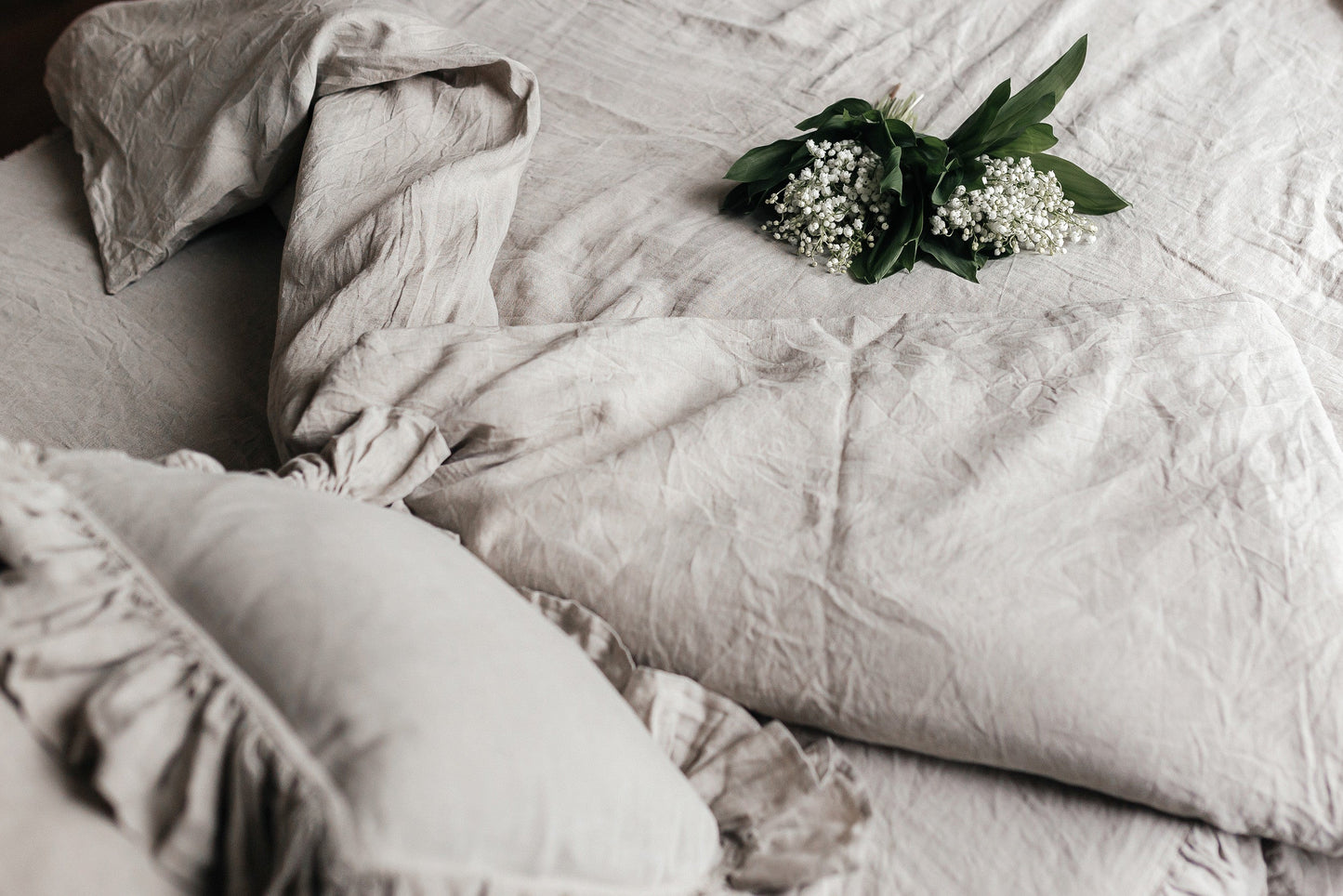 Linen Bedding Set White