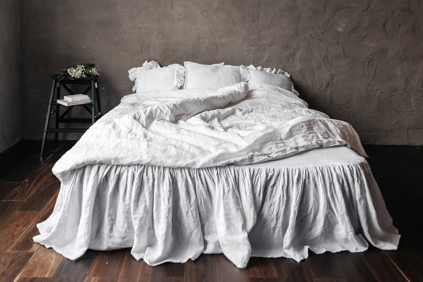 Linen Bedding Set White
