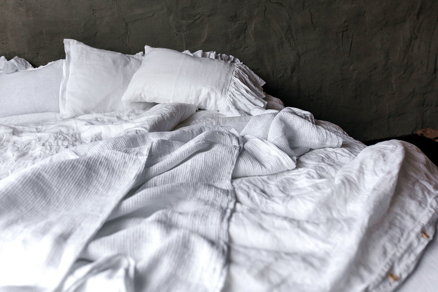 Linen Bedding Set White
