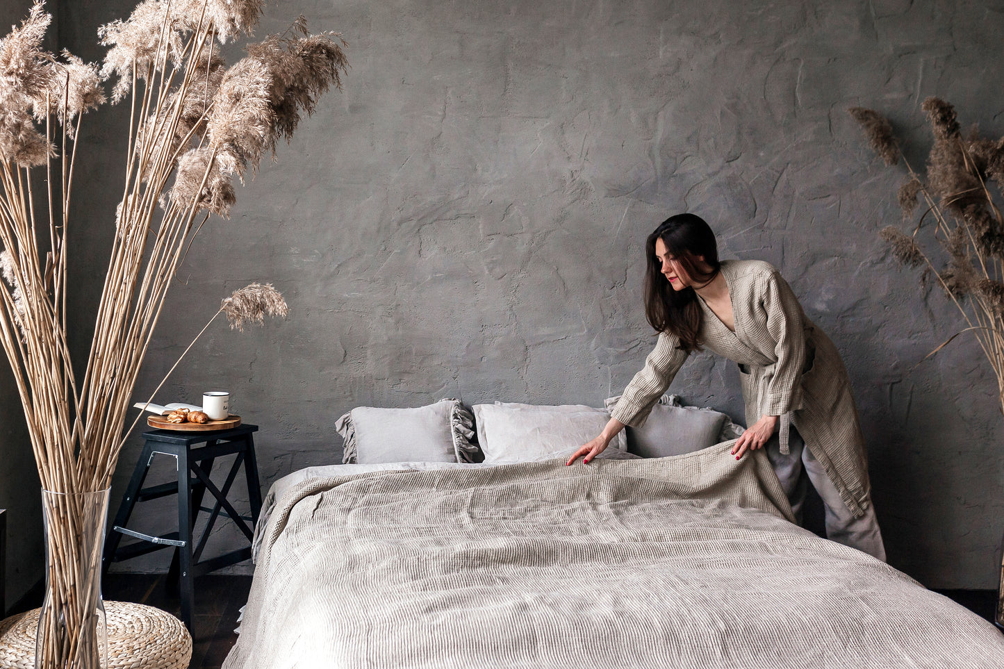 Linen Waffle Throw Natural