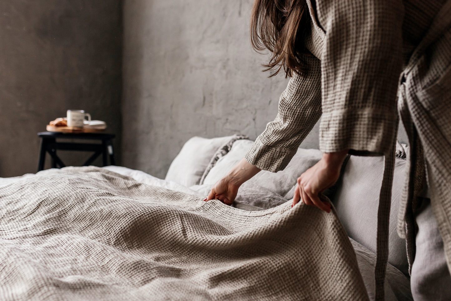 Linen Waffle Throw Natural