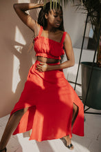Load image into Gallery viewer, Portofino Red Linen Skirt With Slits
