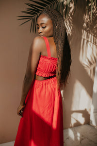 Portofino Red Linen Bralette