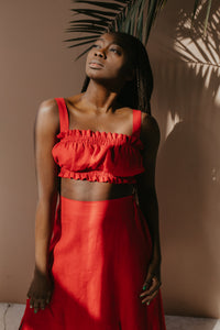 Portofino Red Linen Bralette