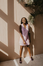 Load image into Gallery viewer, Valetta Lilac V-Neck Linen Mini Dress
