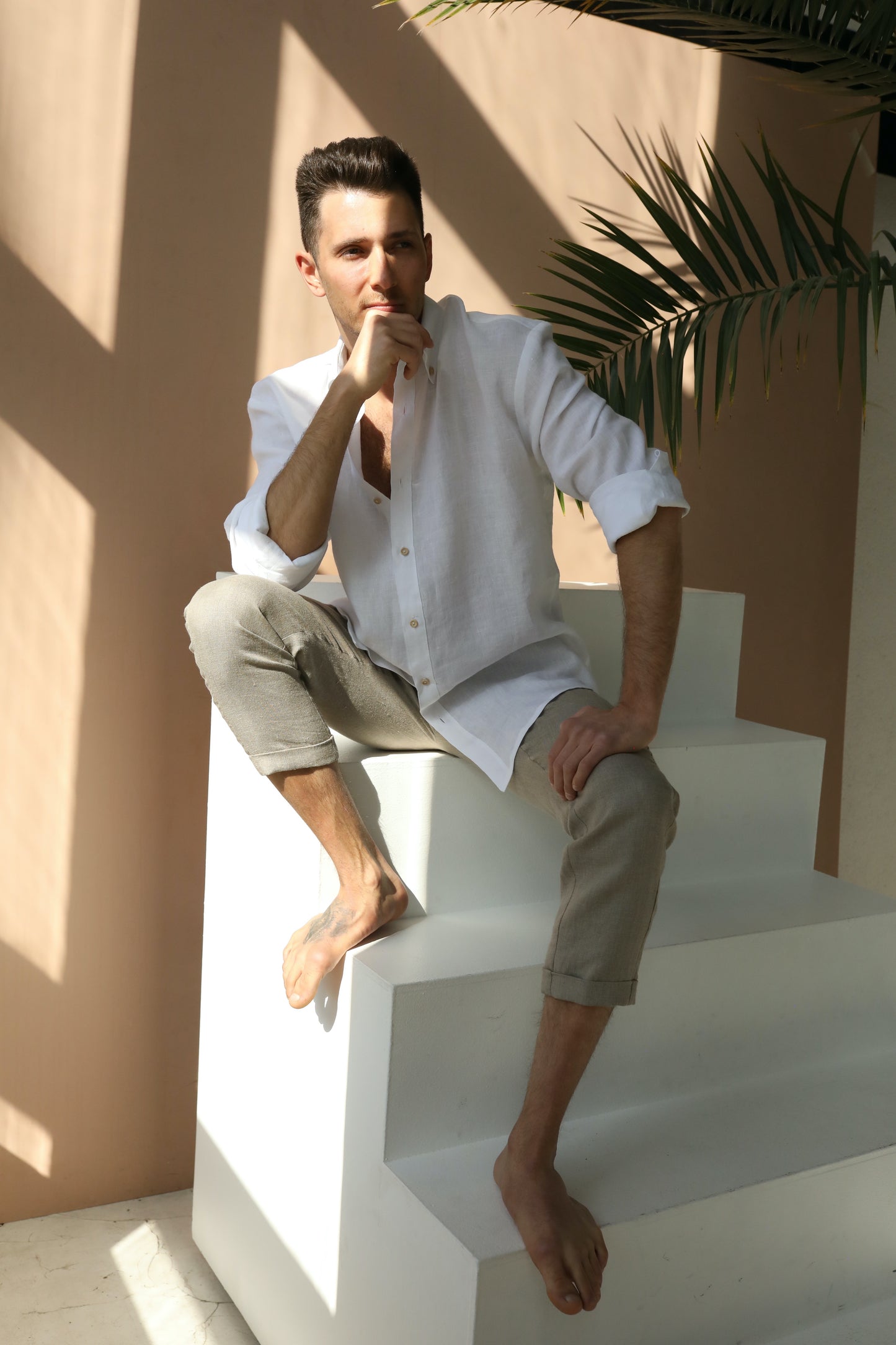 Men's Linen Shirt - White