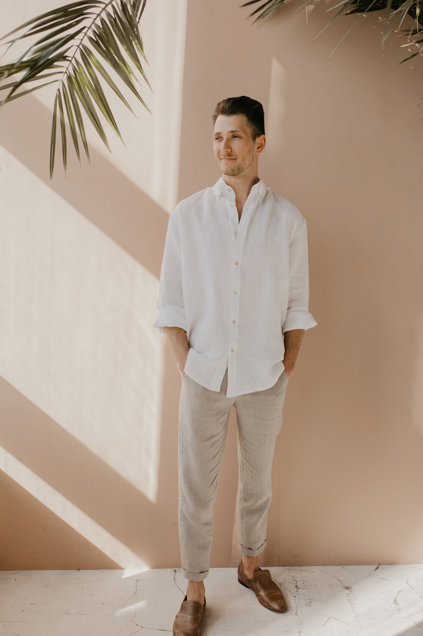 Button-Down Linen Shirt White