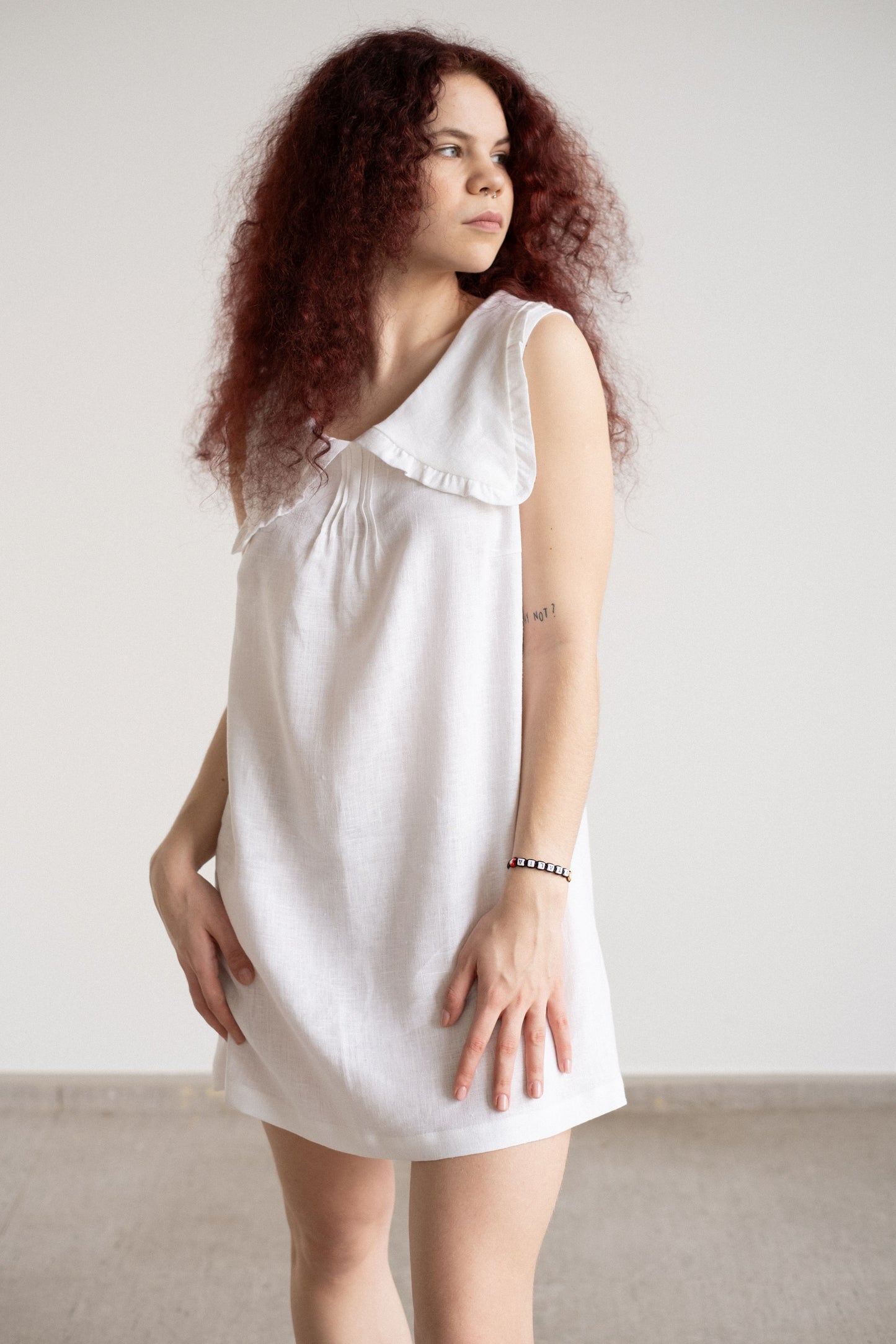 Alice Linen Mini Dress - White