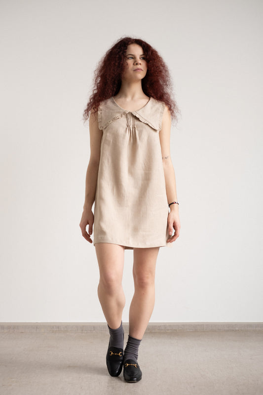 Alice Linen Mini Dress - Creme Brulee