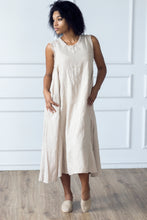Load image into Gallery viewer, Ibiza Sky Blue Fringed Linen Dress
