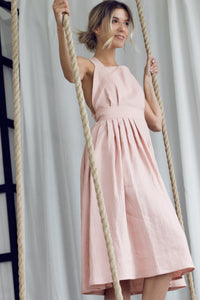 Adelaide Terracotta Open Back Linen Dress