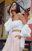 Load image into Gallery viewer, Barcelona White Smocked Linen Crop Top
