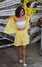 Load image into Gallery viewer, London Yellow Linen Bermuda Shorts
