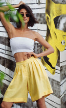 Load image into Gallery viewer, London Yellow Linen Bermuda Shorts
