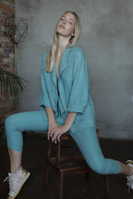 Load image into Gallery viewer, Porto Sea Blue High Rise Linen Pants
