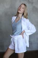 Load image into Gallery viewer, Porto White High Rise Linen Shorts

