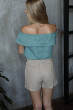 Load image into Gallery viewer, Porto Creme Brulee High Rise Linen Shorts
