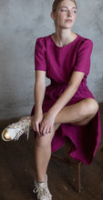 Load image into Gallery viewer, Florence Raspberry Linen Midi Dress
