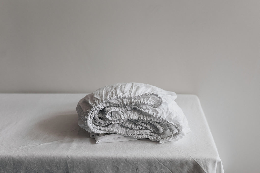 Linen Fitted Sheet White