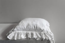 Load image into Gallery viewer, Ruffled Linen Pillow Case White
