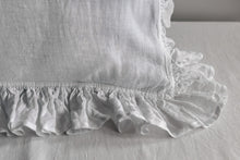 Load image into Gallery viewer, Ruffled Linen Pillow Case White
