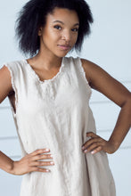 Load image into Gallery viewer, Ibiza Creme Brulee Fringed Linen Dress
