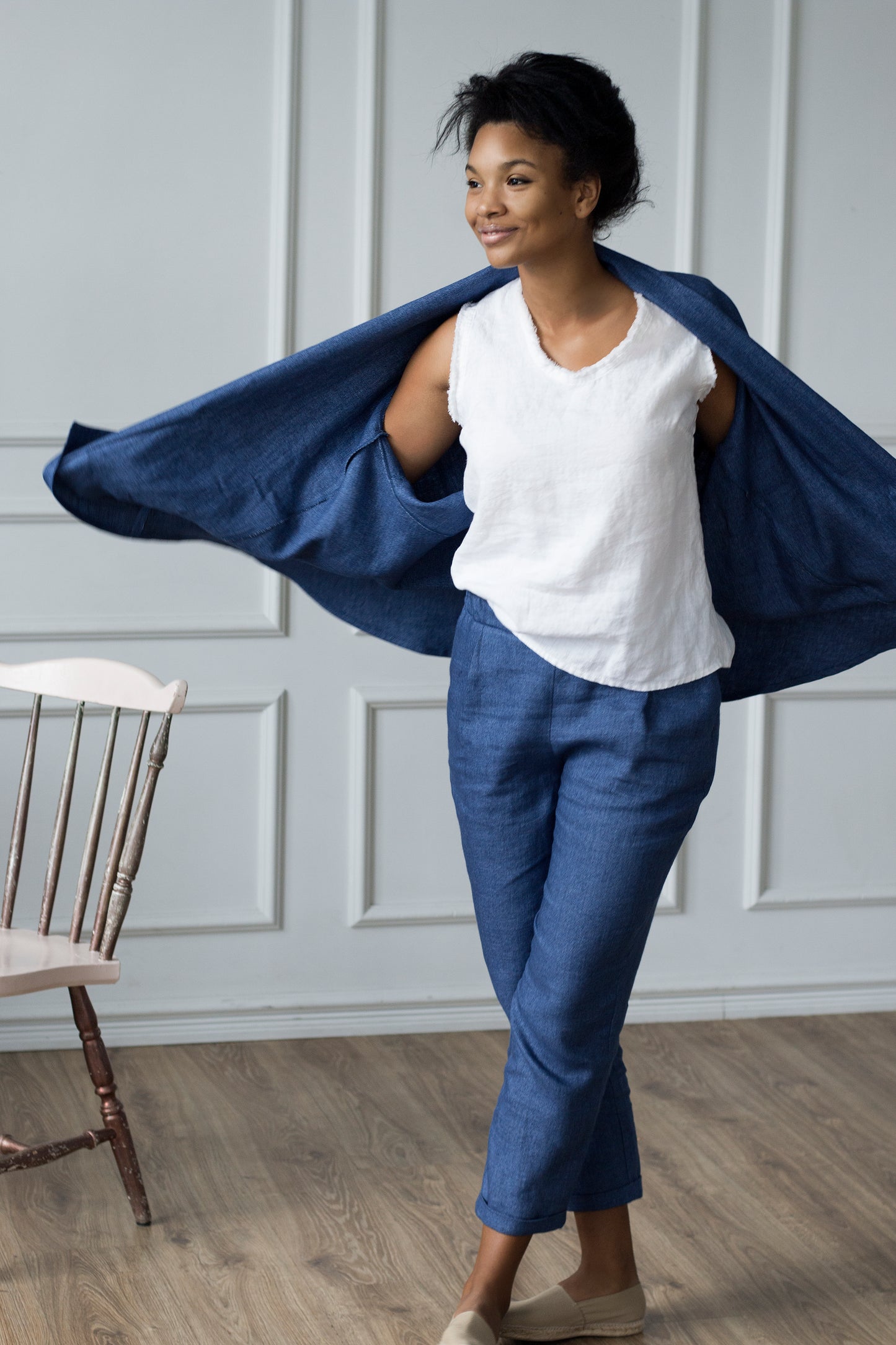 Ibiza Fringed Linen Top - White