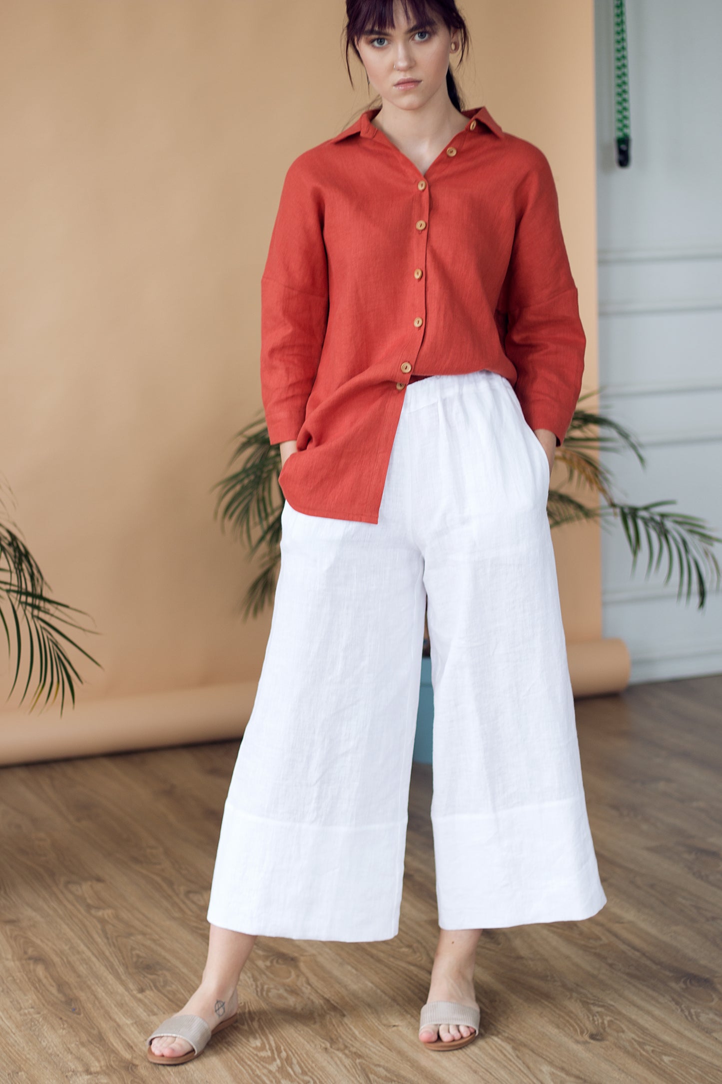 Clementine Linen Culottes - White