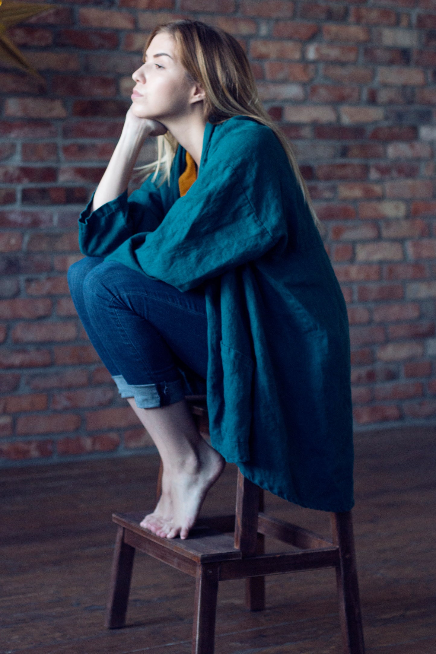 Tokyo Linen Kimono Jacket - Emerald