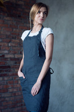 Load image into Gallery viewer, Linen Apron Charcoal
