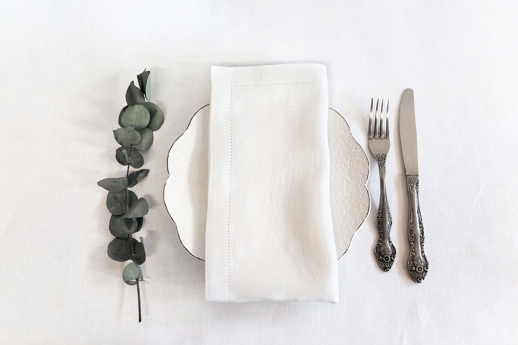 White linen/cotton napkins Washed 100% linen napkins, wedding napkins, bulk  napkins