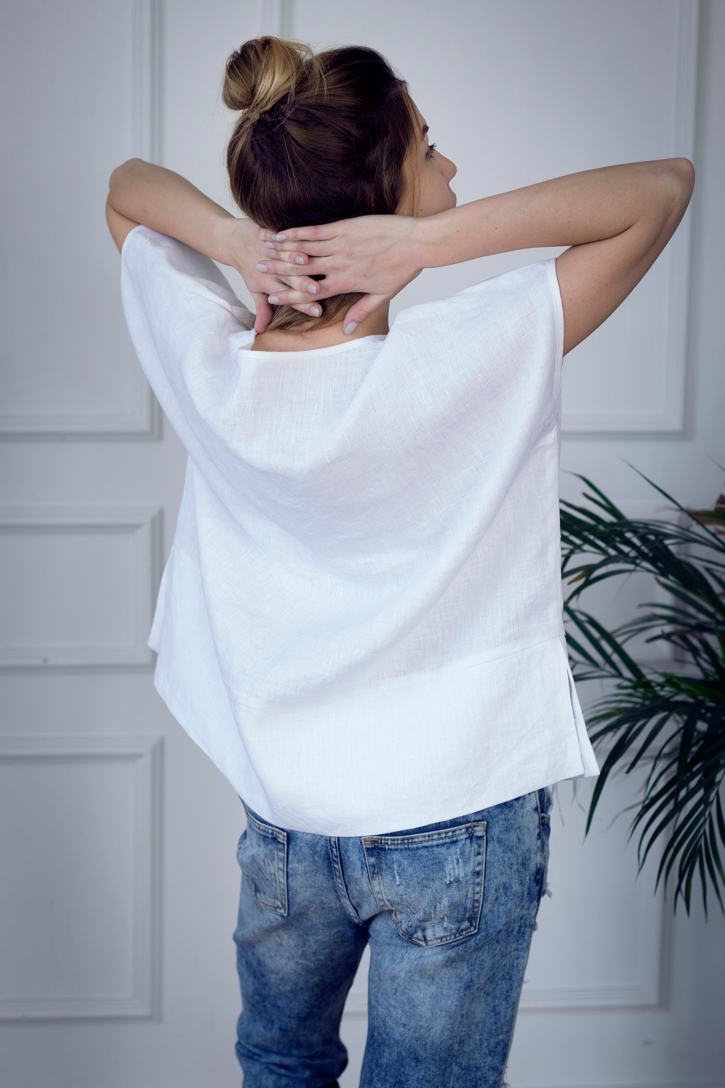 Brooklyn Oversized Linen Top - White