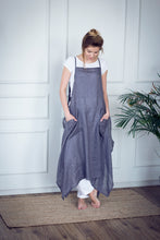 Load image into Gallery viewer, Doha Grey Linen Apron Dress
