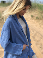 Load image into Gallery viewer, Tokyo French Blue Linen Kimono Jacket
