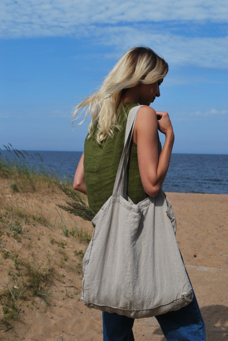 Large Linen Tote Bag Natural